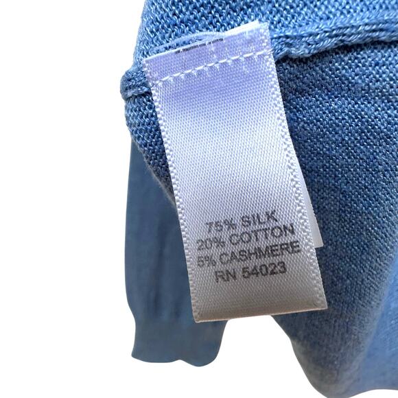 Banana Republic Blue V-Neck Sweater Silk Cotton Cashmere Blend – Size Large - Picture 4 of 4